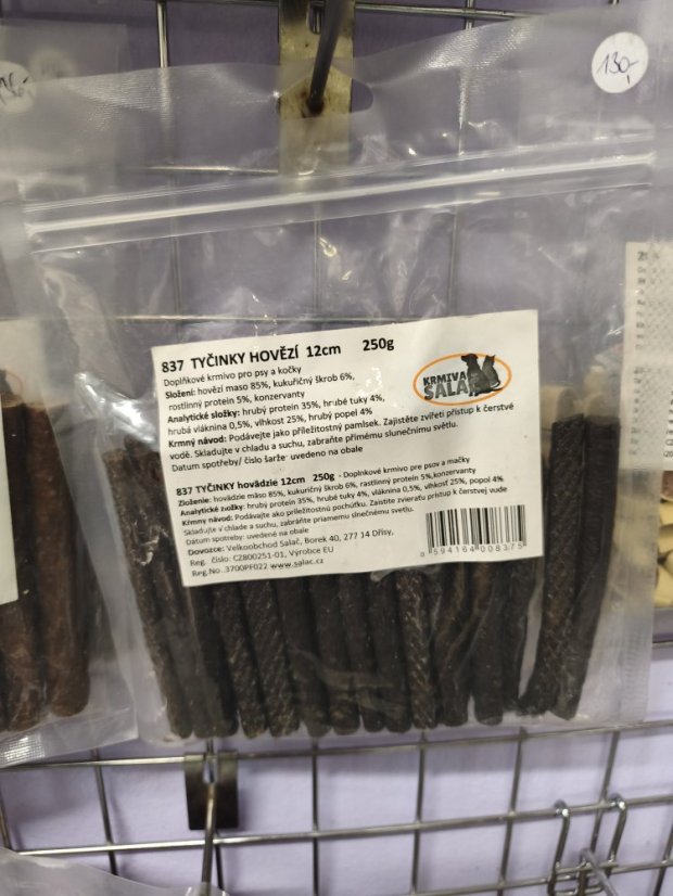 Tyčinka hovězí 12cm 250g Tyčinka hovězí 12cm 250g