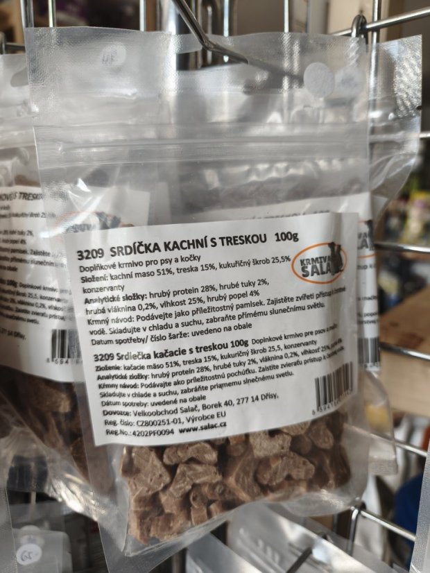 Srdíčka kachní s treskou 100G