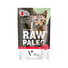 Masová kapsička Raw Paleo  Sterilised Cat -  Hovězí 100g