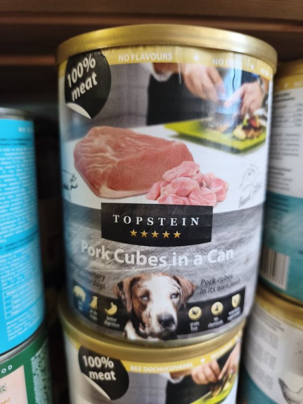 Masová konzerva Topstein Vepřové kostky v plechu 800g