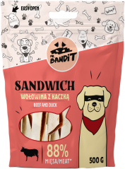 Mr Bandit SANDWICH Hovězí kůže a kachní maso 500g
