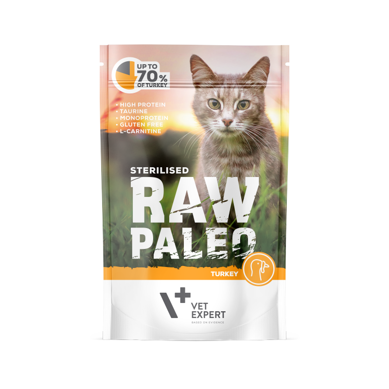 Masová kapsička Raw Paleo Sterilised Cat - Krůtí 100g Masová kapsička Raw Paleo Sterilised Cat - Krůtí 100g