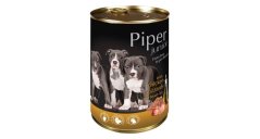 PIPER JUNIOR s kuřecími žaludky a hnědou rýží, konzerva pro štěňata 400g
