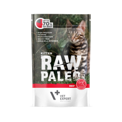 Masová kapsička Raw Paleo  Kitten – Hovězí s lososovým olejem